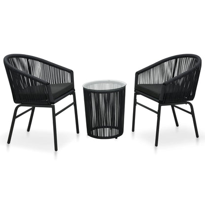 3Dílný Bistro Set S Poduškami Pe Ratan Šedý