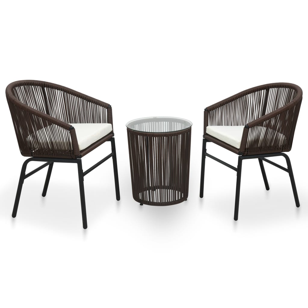 3Dílný Bistro Set S Poduškami Pe Ratan Šedý