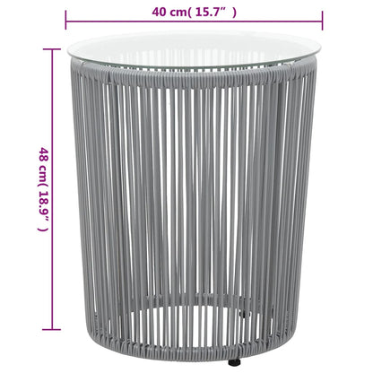 3Dílný Bistro Set S Poduškami Pe Ratan Šedý