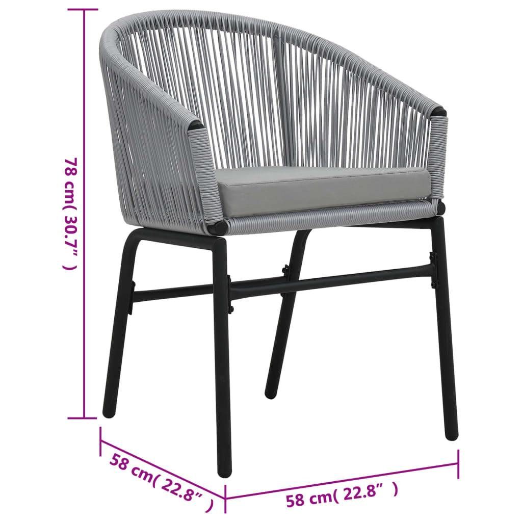 3Dílný Bistro Set S Poduškami Pe Ratan Šedý
