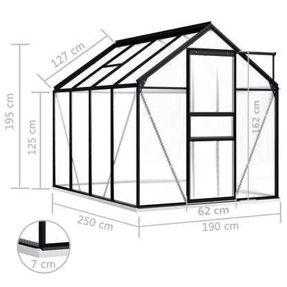 Skleník S Podkladovým Rámem Antracitový Hliník 4,75 M²