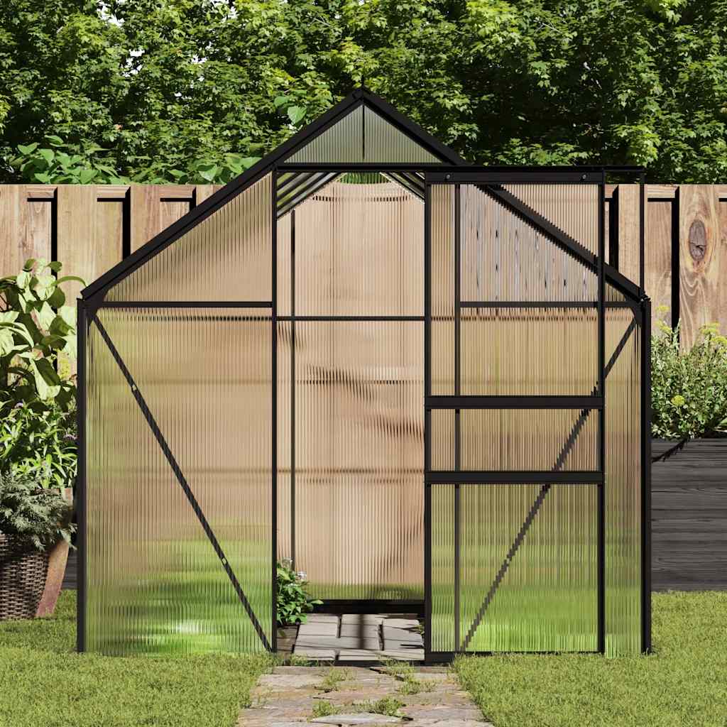 Skleník S Podkladovým Rámem Antracitový Hliník 4,75 M²