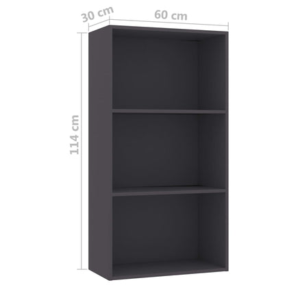 3Patrová Knihovna Šedá 60 X 30 X Kompozitní Dřevo Šedá
