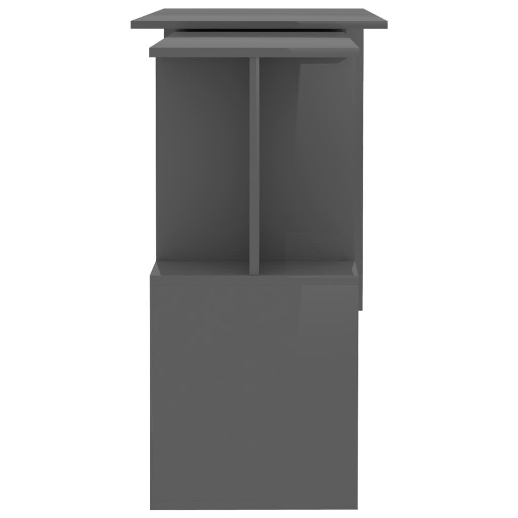 Rohový Psací Stůl Šedý Vysoký Lesk 200 X 50 X 76 Cm Dřevotříska