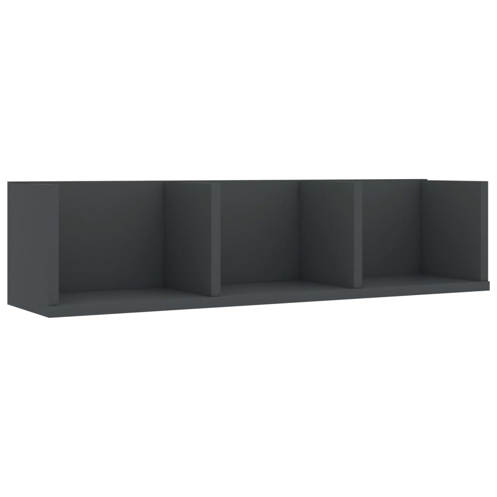Nástěnná Police Na Cd Šedá 75X18X18 Cm Kompozitní Dřevo