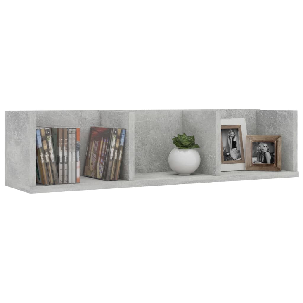Nástěnná Police Na Cd Betonově Šedá 75X18X18Cm Kompozitní Dřevo