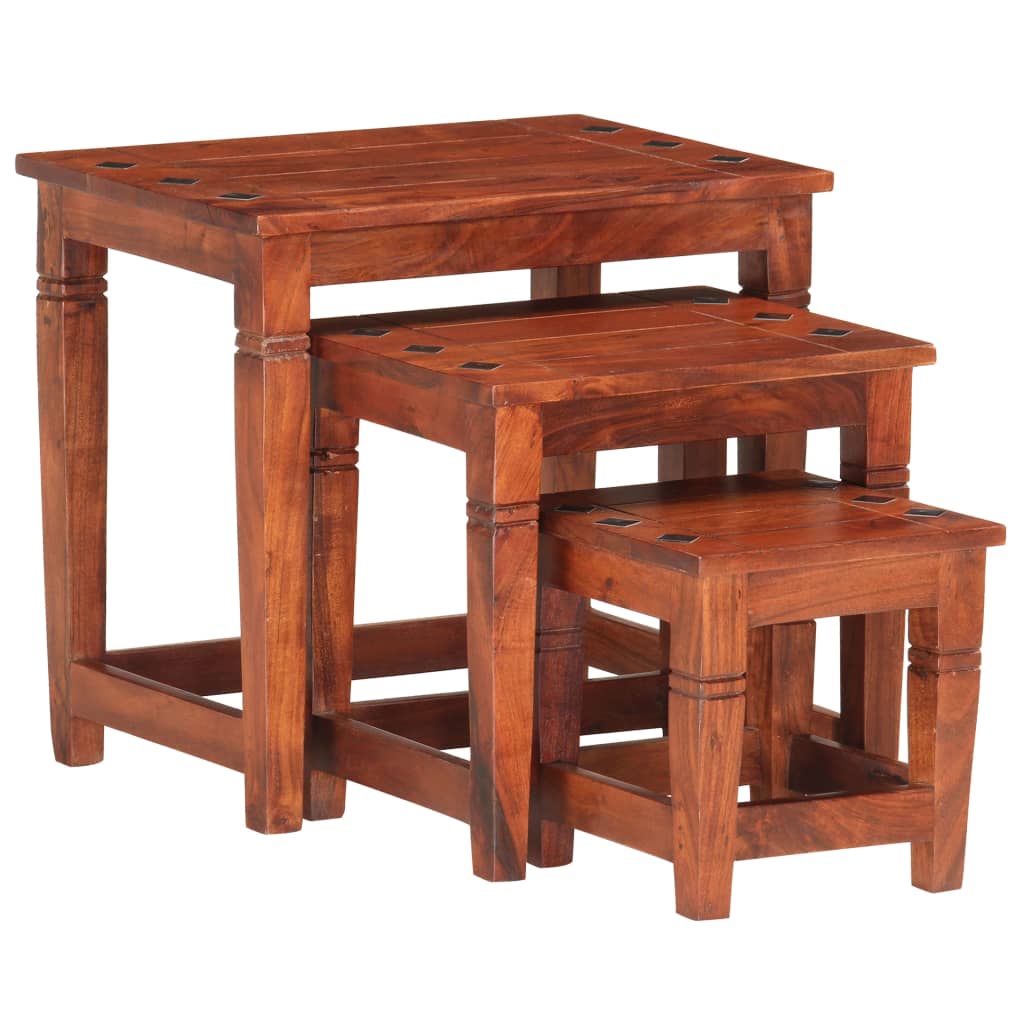 Hnízdové Stolky 3 Ks Masivní Akáciové Dřevo