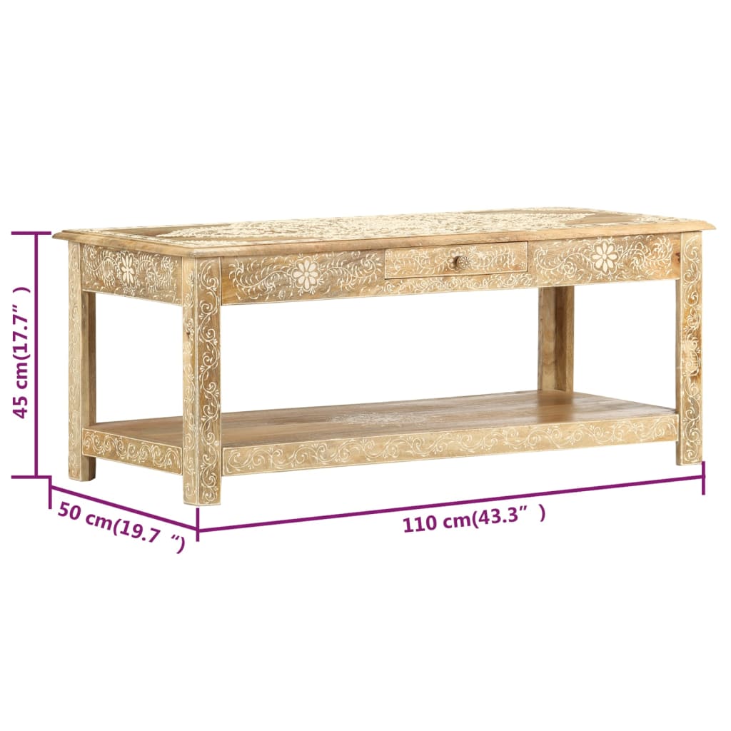 Konferenční Stolek 110X50X45 Cm Ruční Malba Masivní Mangovník