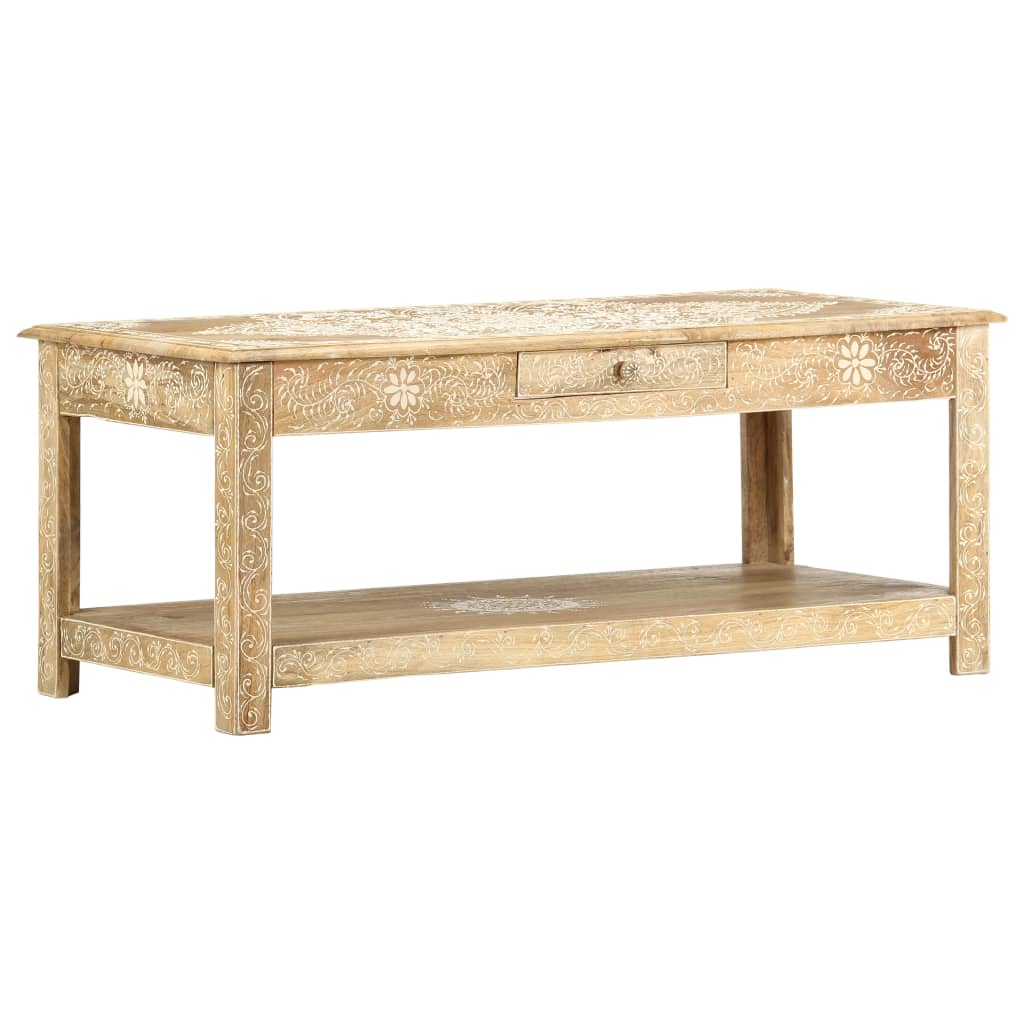 Konferenční Stolek 110X50X45 Cm Ruční Malba Masivní Mangovník