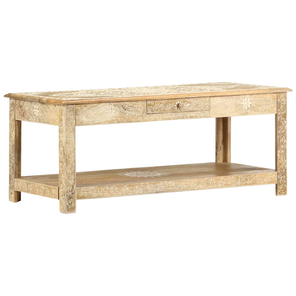 Konferenční Stolek 110X50X45 Cm Ruční Malba Masivní Mangovník
