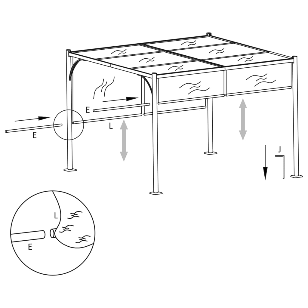 Zahradní Pergola Se Zatahovací Střechou 3 X 3 M