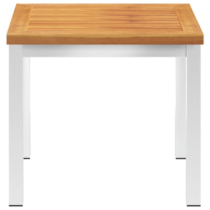 Zahradní Odkládací Stolek 45X45X38 Cm Masivní Akácie Nerez Ocel