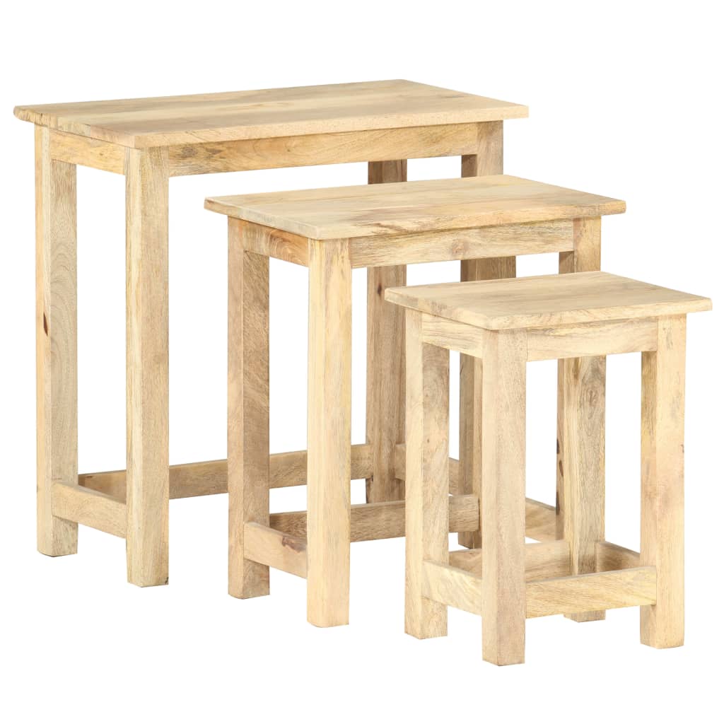 Hnízdové Stolky 3 Ks Masivní Mangovníkové Dřevo