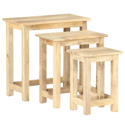 Hnízdové Stolky 3 Ks Masivní Mangovníkové Dřevo