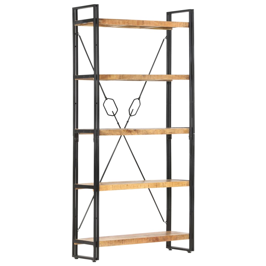 Knihovna S 5 Policemi 90X30X180 Cm Masivní Mangovníkové Dřevo