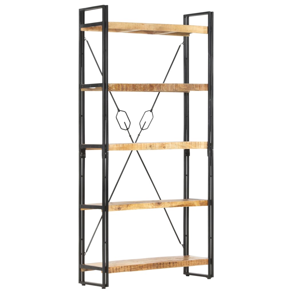 Knihovna S 5 Policemi 90X30X180 Cm Masivní Mangovníkové Dřevo