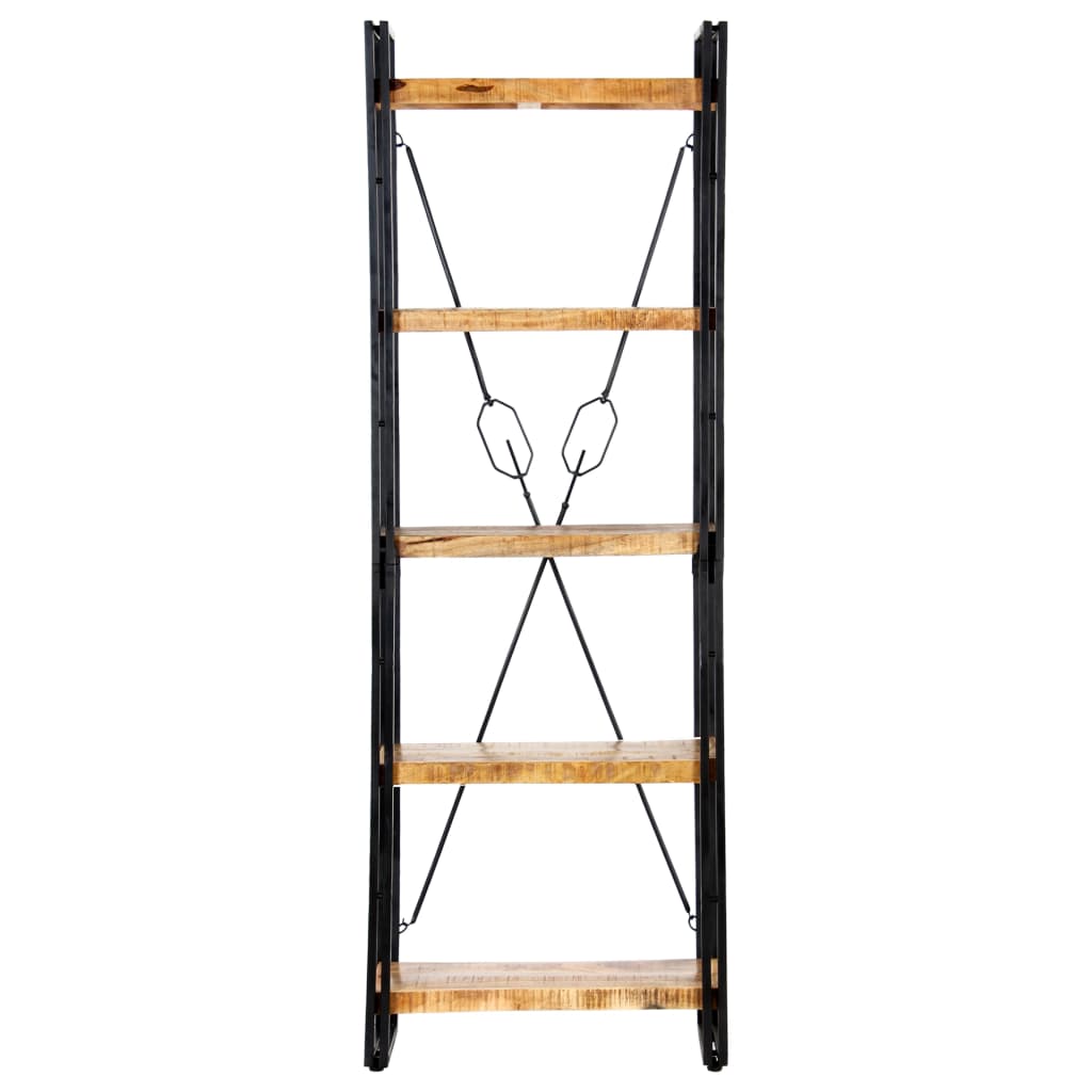 Knihovna S 5 Policemi 60 X 30 X 180 Cm Masivní Mangovník