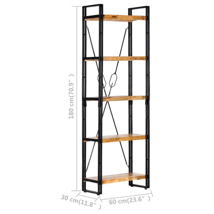 Knihovna S 5 Policemi 60 X 30 X 180 Cm Masivní Mangovník