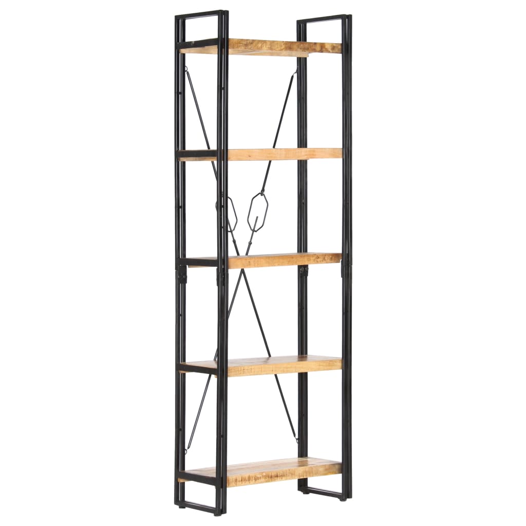 Knihovna S 5 Policemi 60 X 30 X 180 Cm Masivní Mangovník