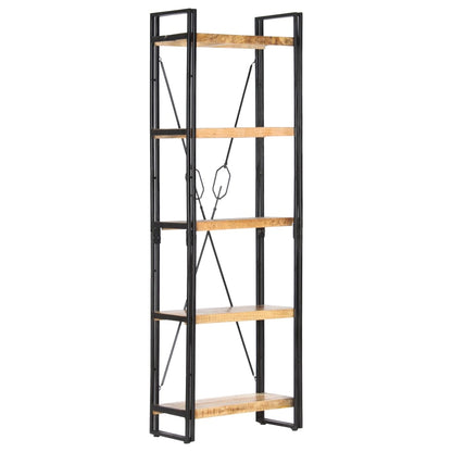 Knihovna S 5 Policemi 60 X 30 X 180 Cm Masivní Mangovník
