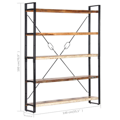 Knihovna S 5 Policemi 140X30X180 Cm Masivní Recyklované Dřevo