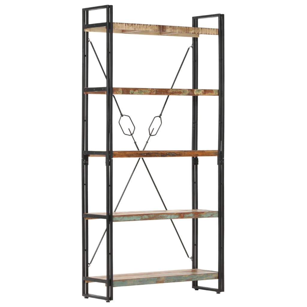Knihovna S 5 Policemi 90X30X180 Cm Masivní Recyklované Dřevo