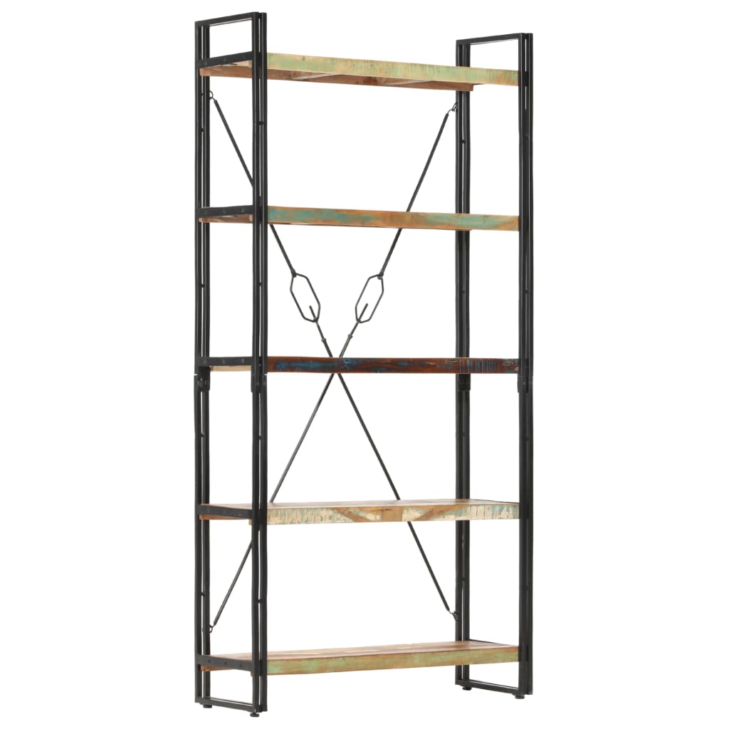 Knihovna S 5 Policemi 90X30X180 Cm Masivní Recyklované Dřevo