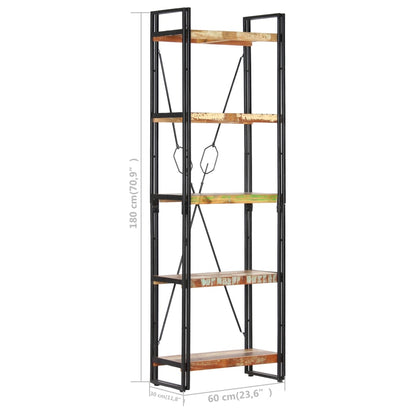 Knihovna S 5 Policemi 60X30X180 Cm Masivní Recyklované Dřevo