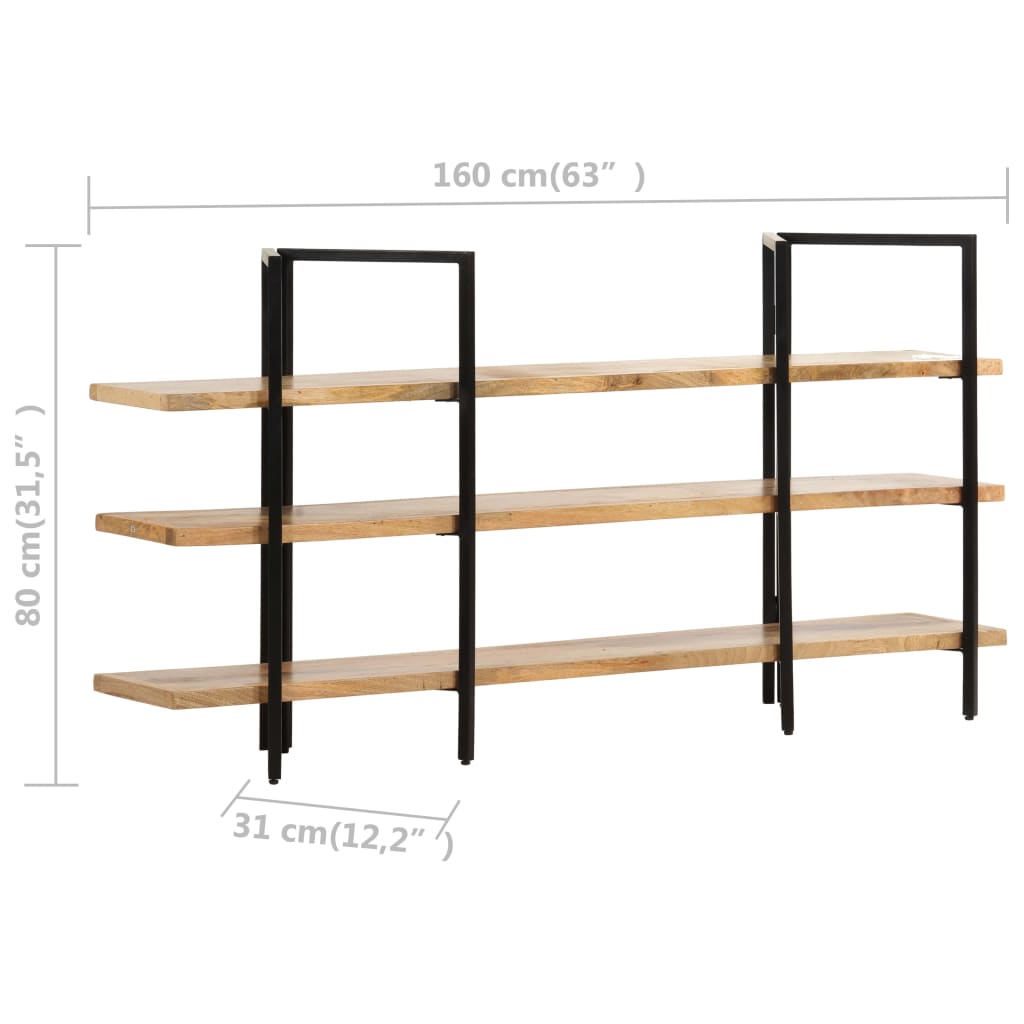 Knihovna Se 3 Policemi 160 X 31 X Masivní Mangovník