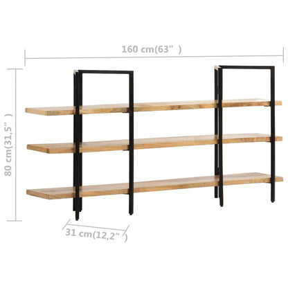 Knihovna Se 3 Policemi 160 X 31 X Masivní Mangovník