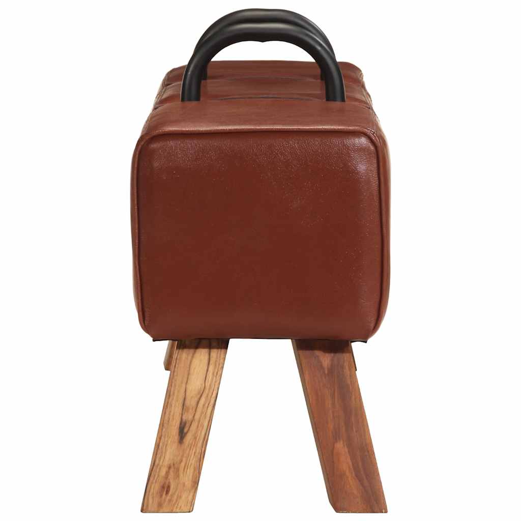 Vintage Lavice Tělocvičný Kůň S Madly Pravá Kozí Kůže