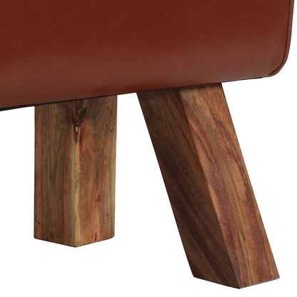 Vintage Lavice Tělocvičný Kůň S Madly Pravá Kozí Kůže