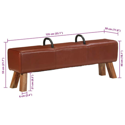 Vintage Lavice Tělocvičný Kůň S Madly Pravá Kozí Kůže