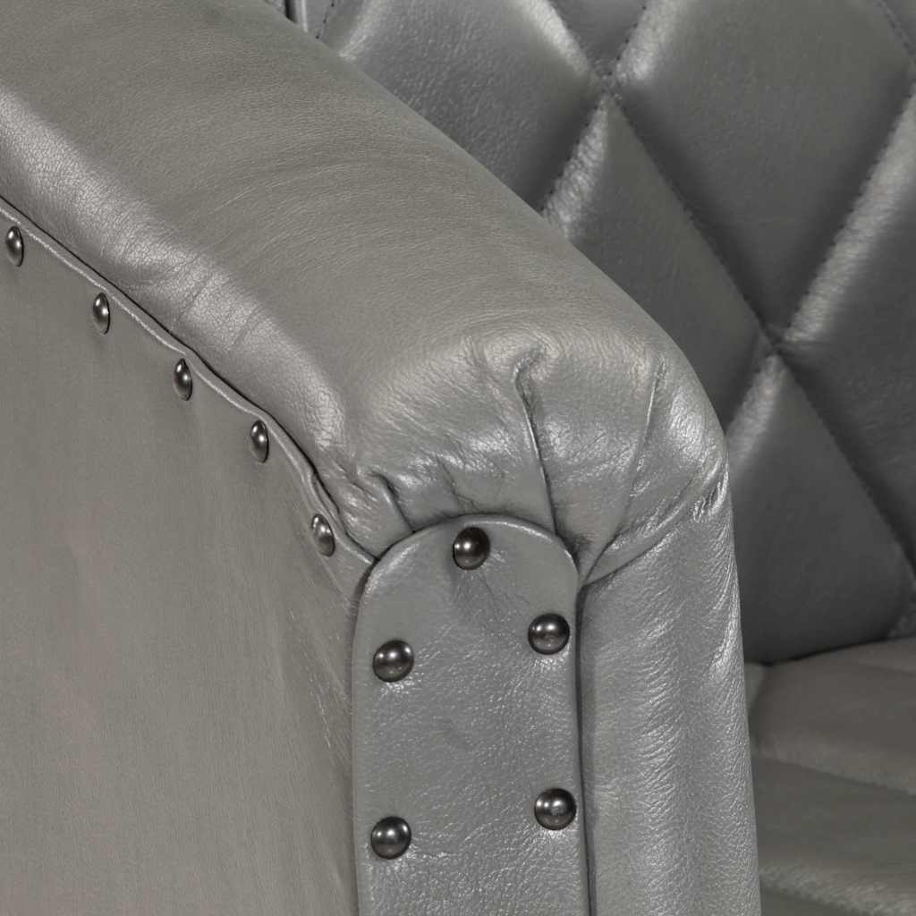 Klubové Křeslo Šedé Pravá Kozí Kůže