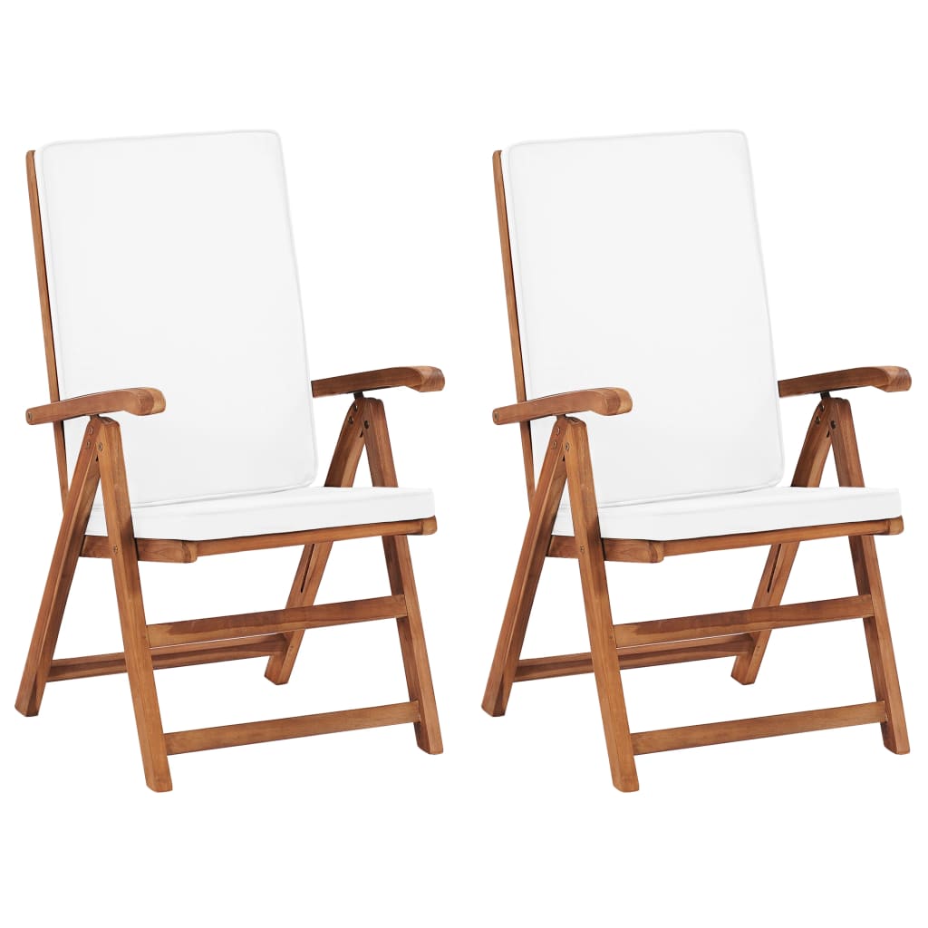 Polohovací Zahradní Židle S Poduškami 2 Ks Masivní Teak Šedé