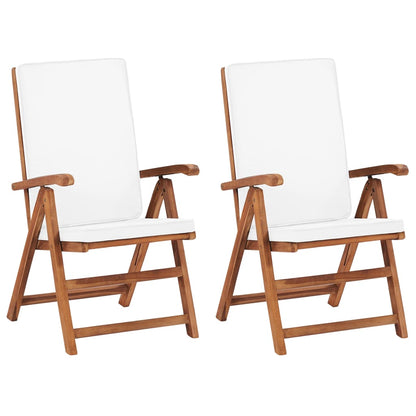 Polohovací Zahradní Židle S Poduškami 2 Ks Masivní Teak Šedé