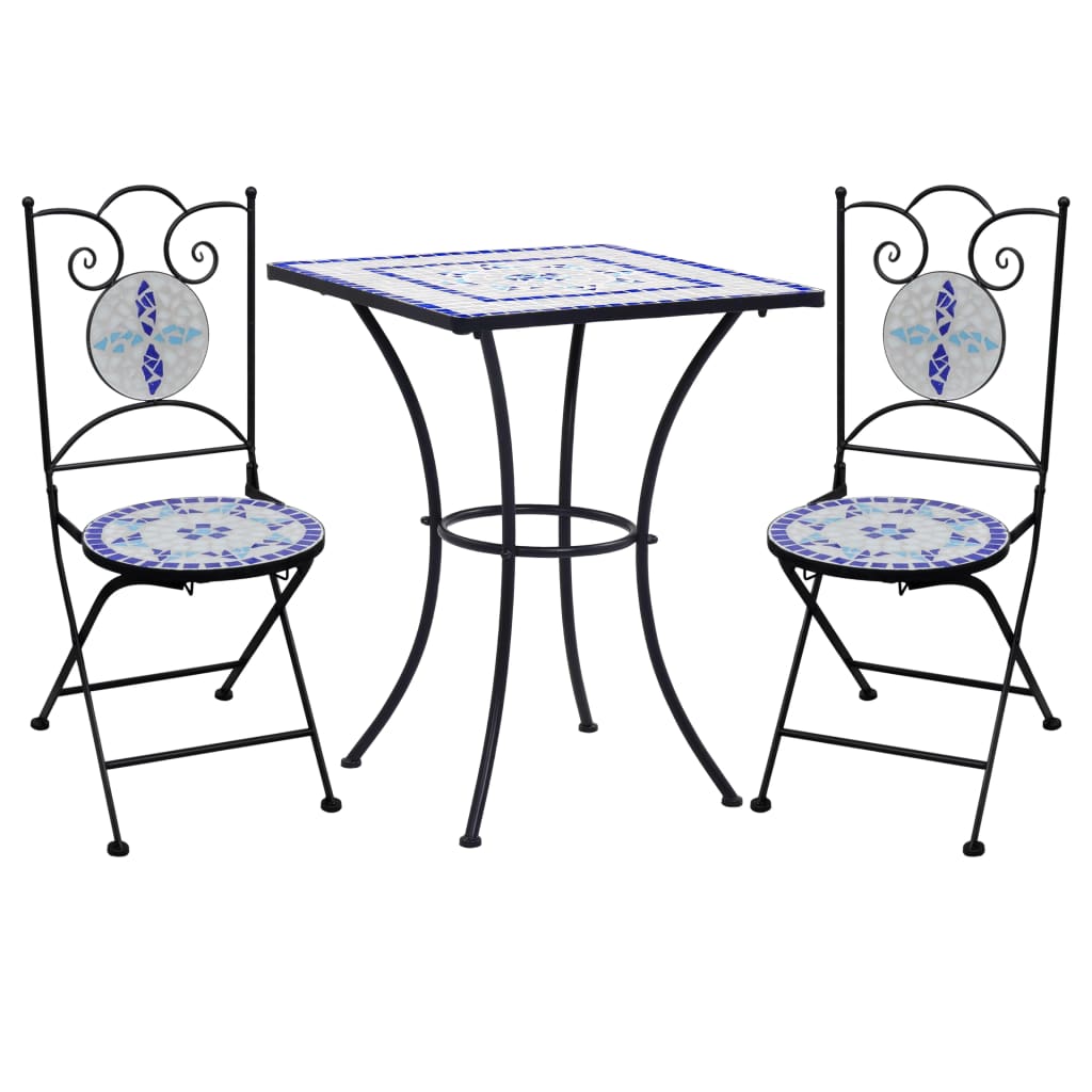 3Dílný Mozaikový Bistro Set Keramický Terakotovo-Bílý