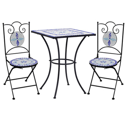 3Dílný Mozaikový Bistro Set Keramický Terakotovo-Bílý