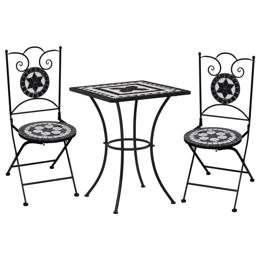 3Dílný Mozaikový Bistro Set Keramický Terakotovo-Bílý