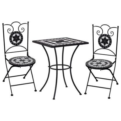 3Dílný Mozaikový Bistro Set Keramický Terakotovo-Bílý