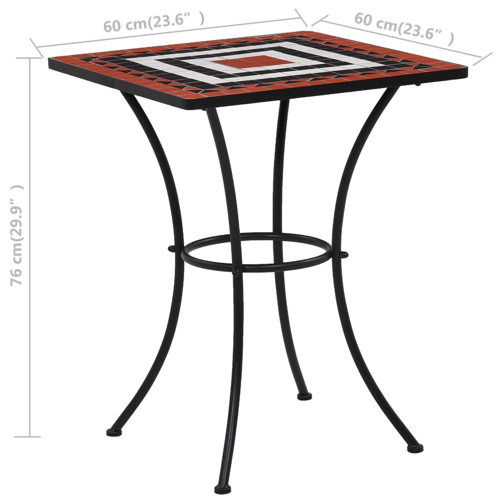 3Dílný Mozaikový Bistro Set Keramický Terakotovo-Bílý