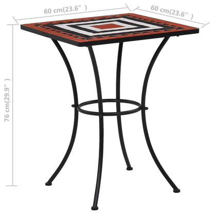 3Dílný Mozaikový Bistro Set Keramický Terakotovo-Bílý