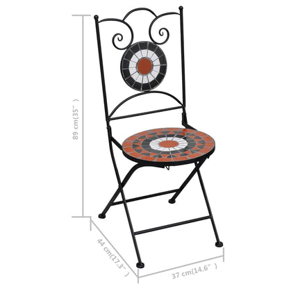 3Dílný Mozaikový Bistro Set Keramický Terakotovo-Bílý