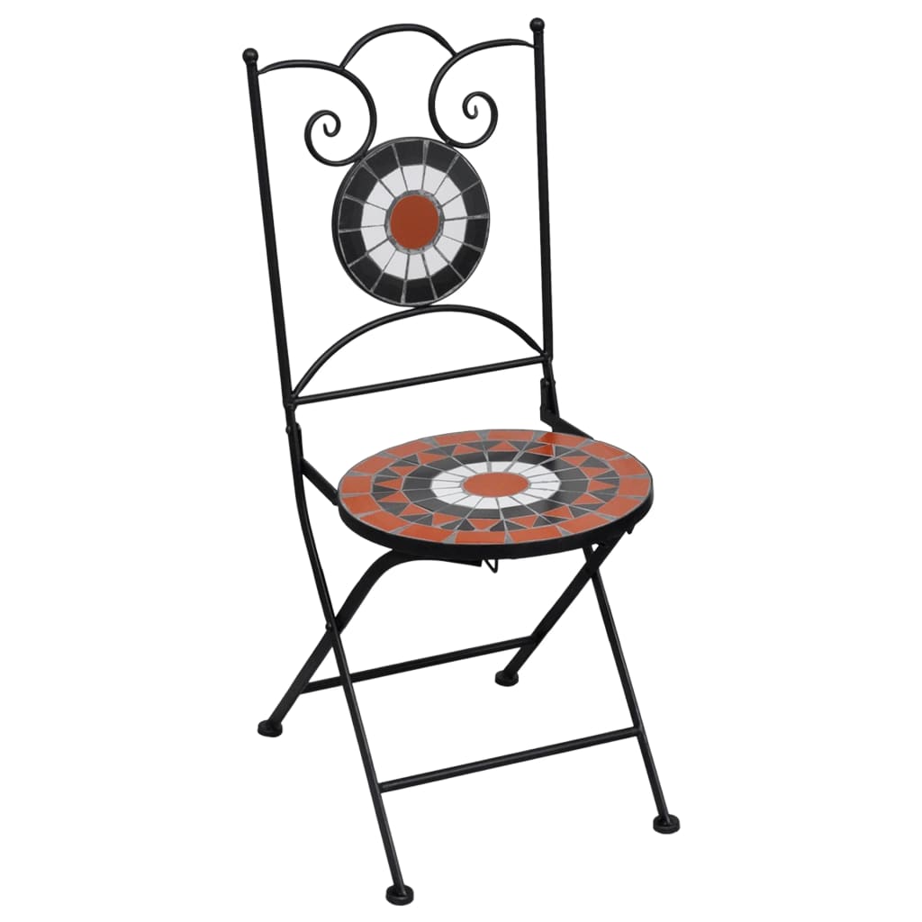 3Dílný Mozaikový Bistro Set Keramický Terakotovo-Bílý