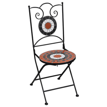 3Dílný Mozaikový Bistro Set Keramický Terakotovo-Bílý