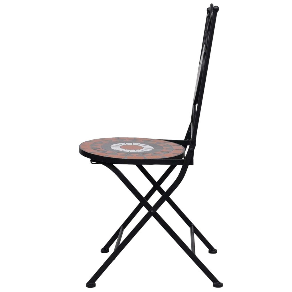 3Dílný Mozaikový Bistro Set Keramický Terakotovo-Bílý