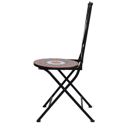 3Dílný Mozaikový Bistro Set Keramický Terakotovo-Bílý