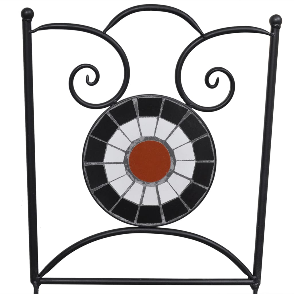 3Dílný Mozaikový Bistro Set Keramický Terakotovo-Bílý