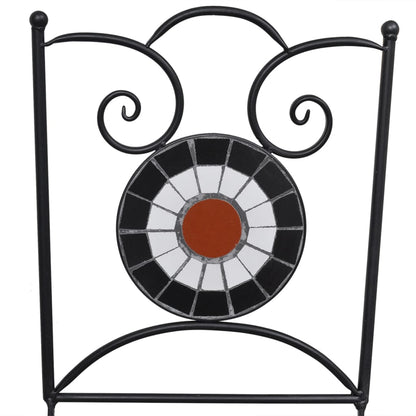 3Dílný Mozaikový Bistro Set Keramický Terakotovo-Bílý