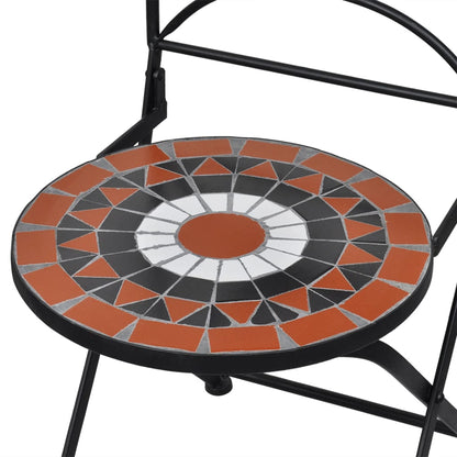 3Dílný Mozaikový Bistro Set Keramický Terakotovo-Bílý